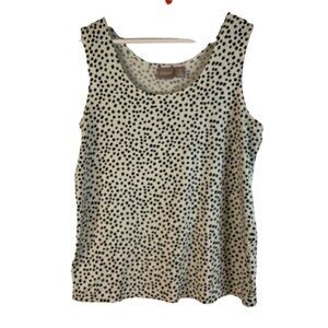 Chico's Polka Dot Dalmatian Sleeveless Top Tank Shell Size 2 Large Nylon/Spandex